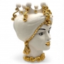 Teste di Moro in Ceramica Decorata Luxury White Gold H. 40 cm x L. 30 cm