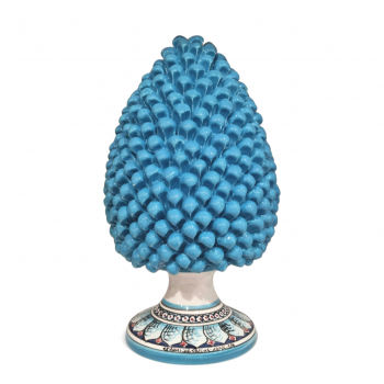 Sicilian turquoise ceramic pine cone, 40 cm