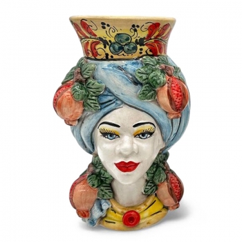 Teste di Moro in Ceramica – Coppia con Melograni Decorativi H 24 cm x L 15 cm