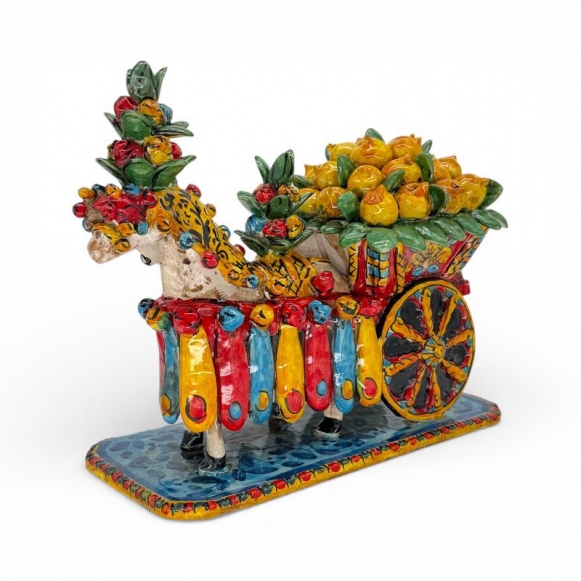 Carretto Siciliano Ceramica Caltagirone Limoni cm 35