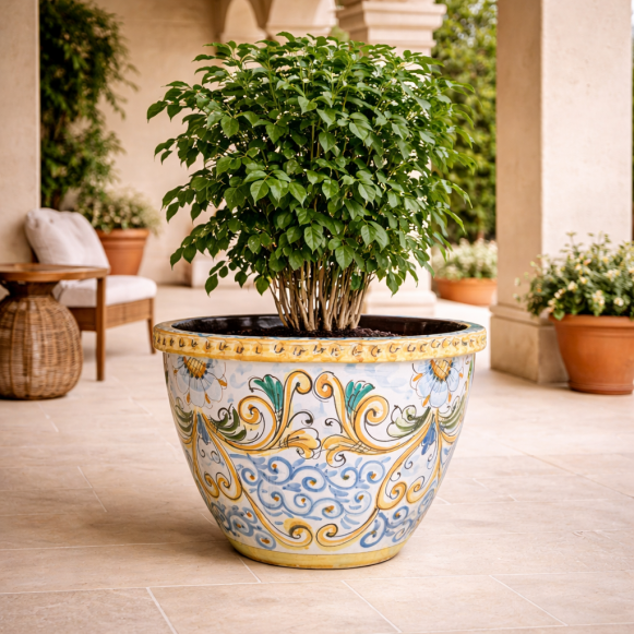 Vaso in Ceramica Siciliana Decorata a Mano – Ø 50 cm