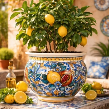 Sicilian Ceramic Fruit Flower Pot Stand cm 40