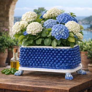Caltagirone Blue Sicilian Ceramic Pine Cone Box 53 cm