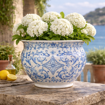 Caltagirone Blue Liberty Ceramic Vase 40 cm