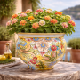 Sicilian Caltagirone Ceramic Flowerpot Yellow Floral 40 cm