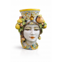 Head Vases Lady Man Giant Sicilian Moorish Head from Caltagirone, Lemon Decor, 85 cm