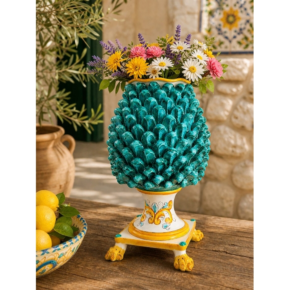 Portafiori Pigna cm 40 Ceramica Siciliana Caltagirone Verde