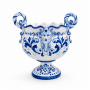 Centrotavola Alzata Ovale Ceramica Siciliana Caltagirone Blu cm 38