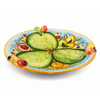 Centrotavola Frutta "Fichi d'India di Sicilia" in Ceramica Artigianale – Ø 46 x H. 7 cm