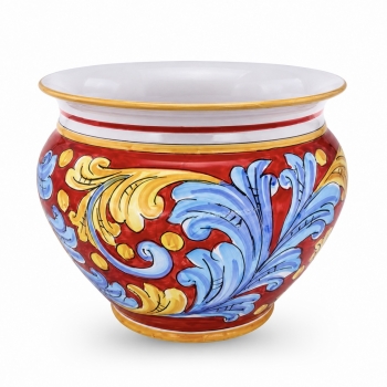 Portavaso ceramica Siciliana Caltagirone Rosso cm 35