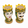 Coppia Teste Ceramica Siciliana Caltagirone cm 25