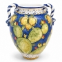 Giara Grande in Ceramica di Caltagirone Blu Limoni e Fichi d’India H 72