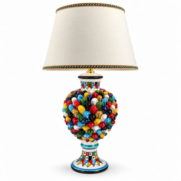 Pinecone Lamp in Sicilian Caltagirone Multicolored Ceramic, 60 cm